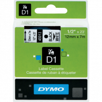 DYMO® D1™ Polyester Replacement Tape 1/2" Black on White