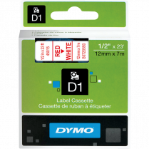 DYMO® D1™ Polyester Replacement Tape 1/2" Red on White