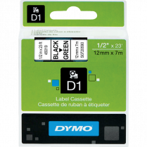 DYMO® D1™ Polyester Replacement Tape 1/2" Black on Green
