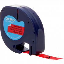DYMO LETRATAG LABEL TAPE RED PLASTIC 1/2"x13