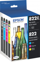 Epson Inkjet Catridges 822XL High Capacity Black & 822 Colours 4/pkg