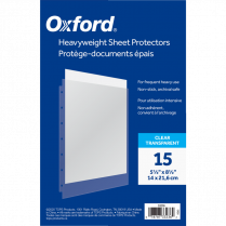 SHEET PROTECTORS 8.5x5.5 15/PK CLEAR HEAVYWEIGHT OXFORD