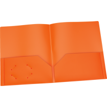 Oxford® Two Pocket Poly Portfolios 11-3/4" x 9-1/2" Orange 25/box