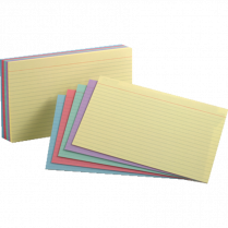 Oxford® Coloured Index Cards Ruled 5" x 8" Assorted Colours 100/pkg