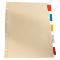 Oxford® Insertable Tab Index Dividers Legal 4-Hole Colours 5-Tab