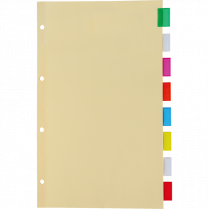 INDEX DIVIDERS LEGAL 4-HOLE 8TAB ASSORTED