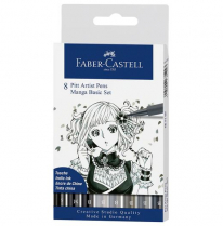 Faber-Castell Pitt Artist Pen Manga Basic Set Black 8/Set