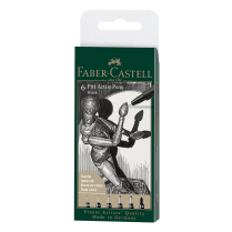 Faber-Castell Pitt Artist Pens India Ink XXS-M Black 6/Set
