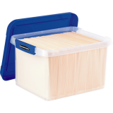 Bankers Box® Heavy-Duty Plastic Bin 29 L Clear/Blue