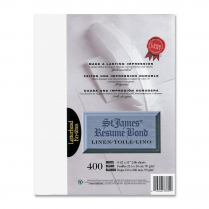 St. James® Resumé Bond™ Linen Paper Letter 8-1/2" x 11" White 400/pkg
