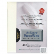 St. James® Resumé Bond™ Linen 24lb Paper 8-1/2" x 11" Ivory 400/pkg