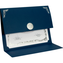 St. James® Elite Medallion Fold Certificate Holder Blue with Gold Medallion 5/pkg