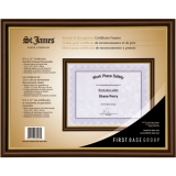 St. James® Awards and Recognition Certificate Frame 12" x 9-1/2" Tuscan Cherry with Gold Trim