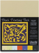 Black Ink Block Printing Paper Pack Bleached White 9" x 12"