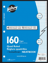 Hilroy Quad Ruled Neatbook 3-Hole 9" x 11" Assorted Colours