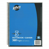 EXERCISE BOOK COIL 5 SUB 10.5x8 360PG