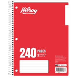 Hilroy 3 Subject Coil Notebook 8"x10-1/2" Assorted Colours