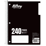 Hilroy 3 Subject Coil Notebook 8"x10-1/2" Assorted Colours