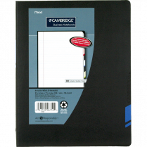 Mead® Cambridge® Tab Business Notebook 9-1/2" x 7-1/4"  160 pages Black with Blue tab
