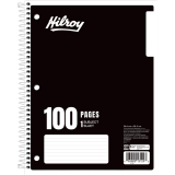 Hilroy 1 Subject Notebook Coil Bound Three-hole Punched 10-1/2x8" 100 pages Assorted Colours