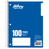 Hilroy 1 Subject Notebook Coil Bound Three-hole Punched 10-1/2x8" 100 pages Assorted Colours