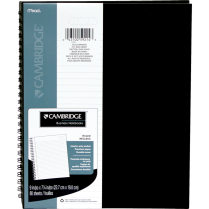 Cambridge® Wirebound Hard Cover Notebook 9-1/2" x 7-1/4" 160 pages Black