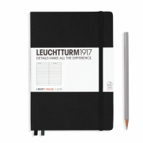 Leuchtturm Notebook A5 5-3/4" x 8-3/4" Ruled Black