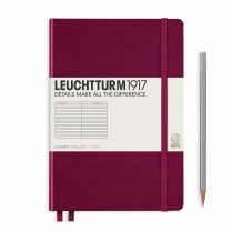 Leuchtturm A5 Medium Hard Cover Notebook Port Red Ruled