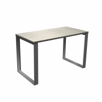 HDL Levels Table 24" x 48" Winter White Top, Silver Loop Legs