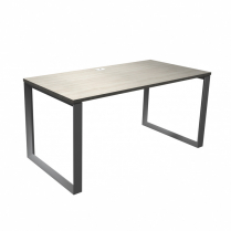 HDL Levels Table 30" x 60" Winter White Top, Silver Loop Legs