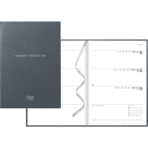 Letts® Titanium Weekly Planners Hard Metallic Cover 12 months 8-1/4"x5-7/8" Multilingual Charcoal