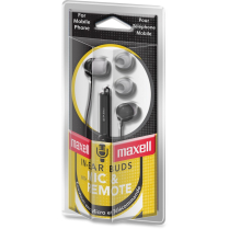 EARBUDS W MIC REMOTE BLACK MAXELL STEREO