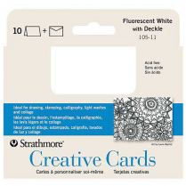Strathmore Creative Cards 3-1/2" x 4-7/8" Flurorescent White with Deckle 10/Pkg
