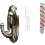 Command™ Decorative Adhesive Hook, Large, Brushed Nickel