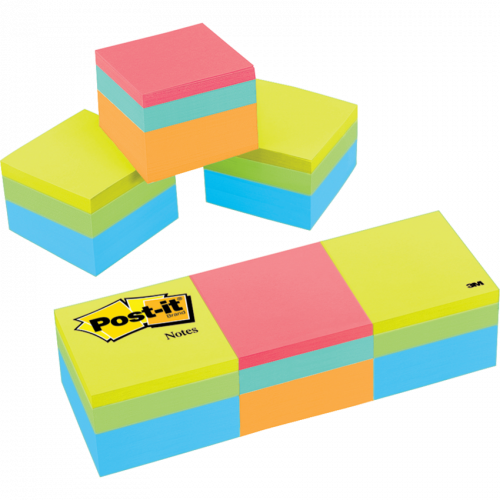 POSTIT MEMO CUBE 2x2 ASST 3PK 400SH/PAD BRIGHT COLOURS Monk Office