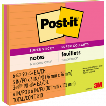 Post-it® Super Sticky Notes Combo Packs Energy Boost 9/pkg