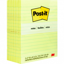Post-it® Notes Lined 3" x 5" Yellow  12/pkg
