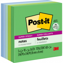 Post-it® Super Sticky Recycled Notes 3" x 3" Oasis 3/pkg