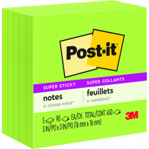 Post-it® Super Sticky Notes Cubes 3" x 3" Limeade 5/pkg