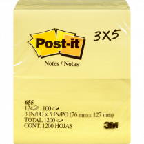 Post-it® Notes 3" x 5" Yellow 12/pkg