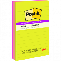Post-it® Super Sticky Notes Lined 4" x 6" Summer Joy 3/pkg