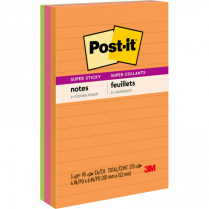 Post-it® Super Sticky Notes 4" x 6" Lined Energy Boost 3/pkg