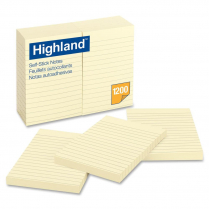 Highland Self Stick Notes Ruled Yellow 4" x 6" 12/pkg