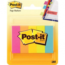 Post-it Page Markers 1/2" x 2" 100 sheets per pad Bright Colours 5 pads/pkg