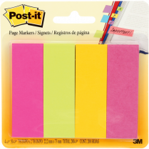 Post-it® Page Markers 1" x 3" 50 sheets per pad Ultra Colours 4 pads/pkg