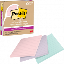 Post-it® Super Sticky Recycled Notes 4" x 4" Wanderlust Pastel 3/pkg
