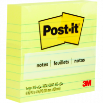Post-it® Notes Lined 4" x 4" 300 sheets per pad Yellow
