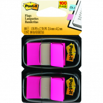 Post-it® Flags 1” x 1-11/16” 50 Flags per Dispenser Bright Pink 2 dispensers/pkg