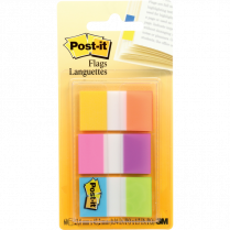 Post-it® Flags 1" 20 sheets per pad Electric Glow™ Colours 3 pads/pkg