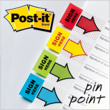 Post-it® Flags Sign Here Value Pack with 48 Bonus 1" 50 flags per dispenser Assorted Clolours 4 dispensers/pkg